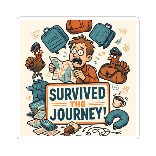 Survived the Journey Sticker — Funny Travel Adventure Vinyl Kiss-Cut