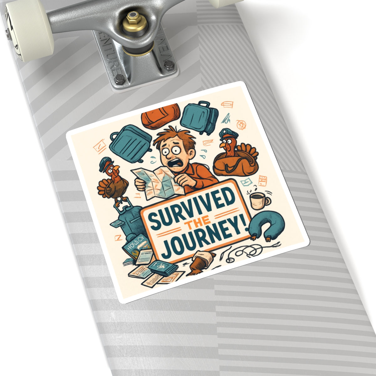 Survived the Journey Sticker — Funny Travel Adventure Vinyl Kiss-Cut