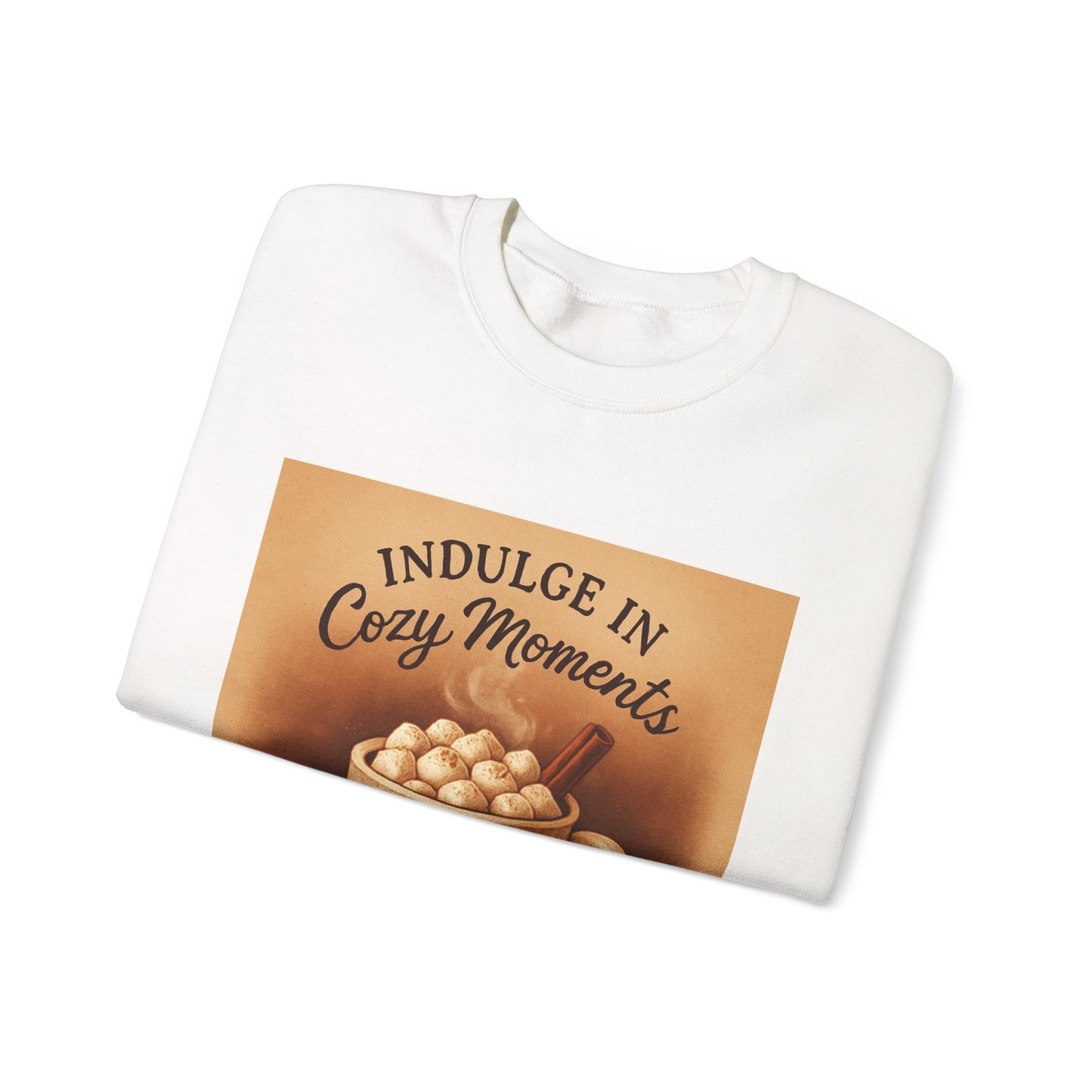 Cozy Moments Sweatshirt — "Indulge in Cozy Moments" Hot Cocoa Crewneck