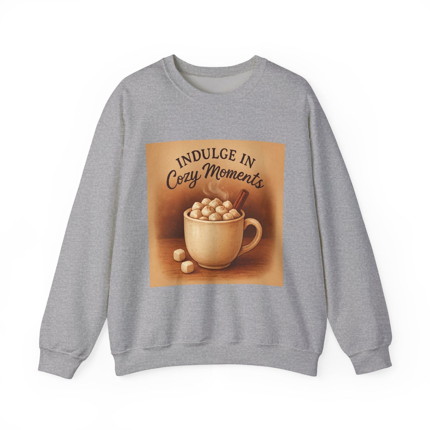 Cozy Moments Sweatshirt — "Indulge in Cozy Moments" Hot Cocoa Crewneck