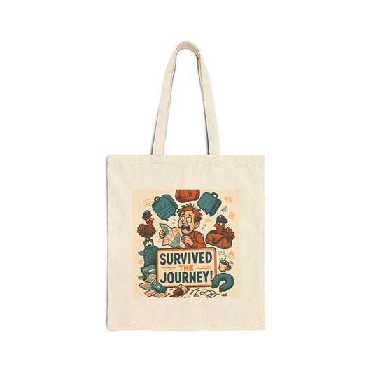 Survived the Journey Tote Bag — Funny Travel Adventure Canvas Tote