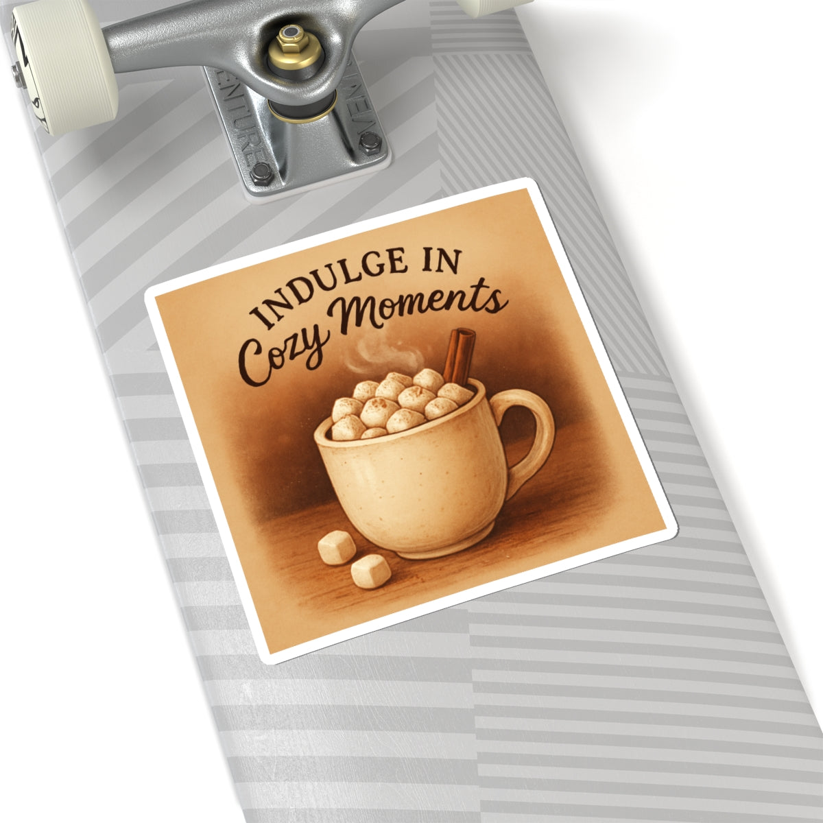 Cozy Moments Hot Cocoa Sticker — 'Indulge in Cozy Moments' Kiss-Cut Decal