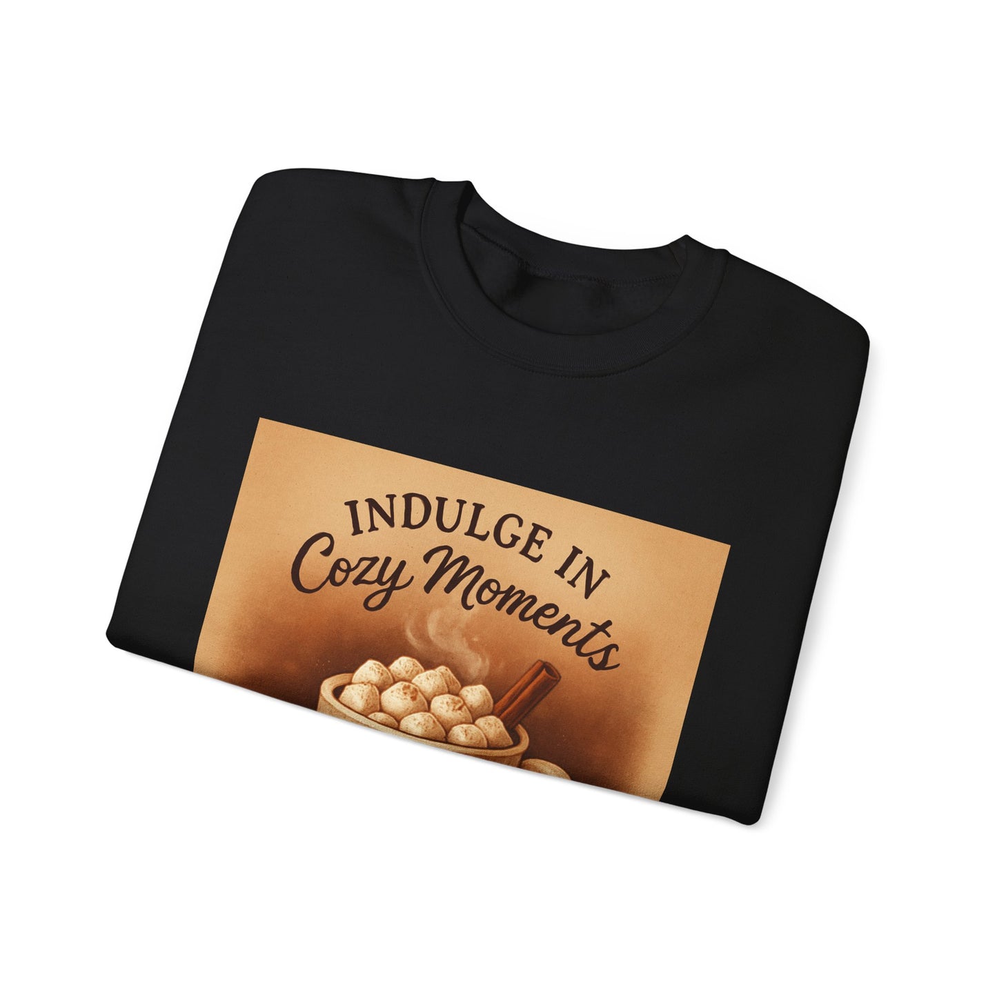 Cozy Moments Sweatshirt — "Indulge in Cozy Moments" Hot Cocoa Crewneck