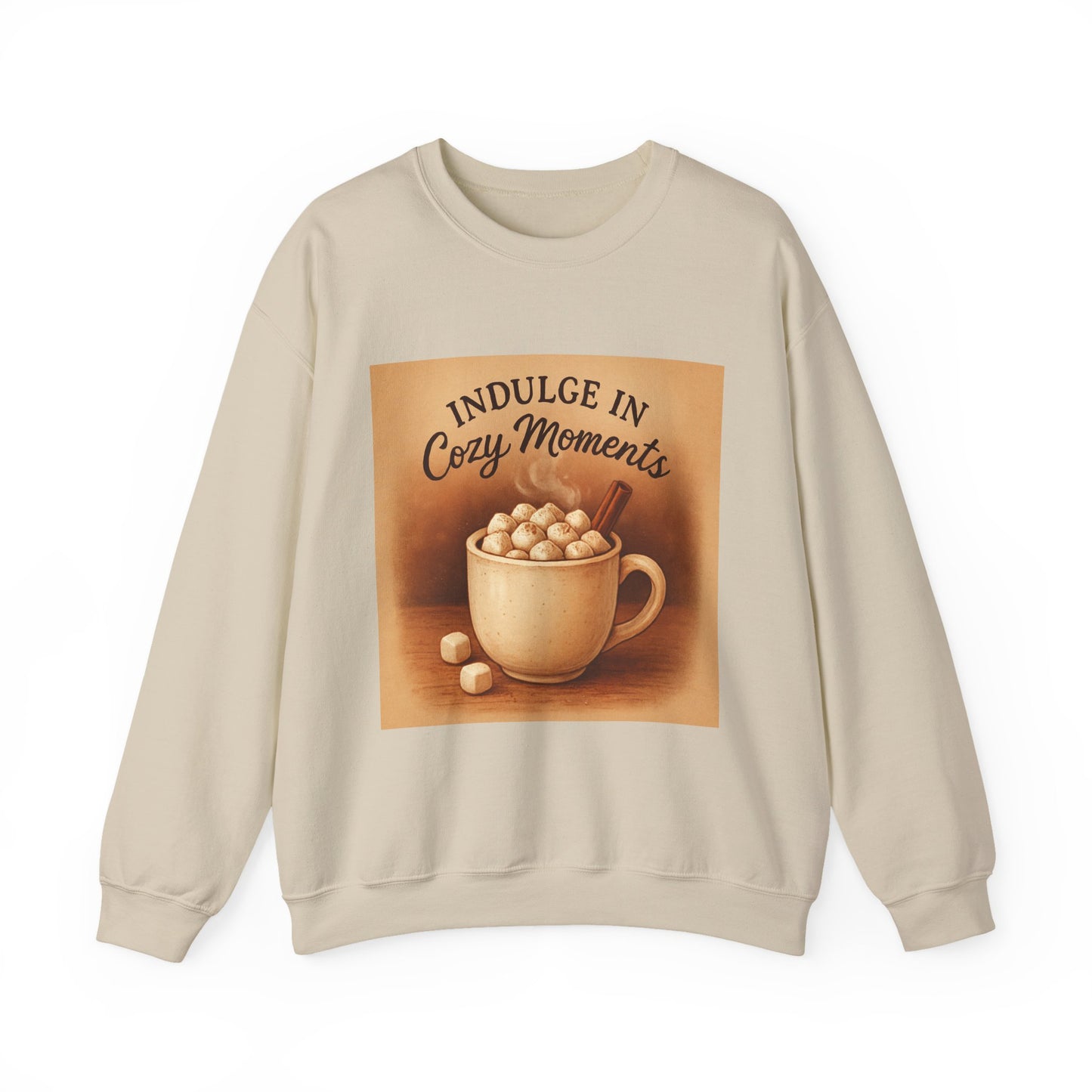 Cozy Moments Sweatshirt — "Indulge in Cozy Moments" Hot Cocoa Crewneck