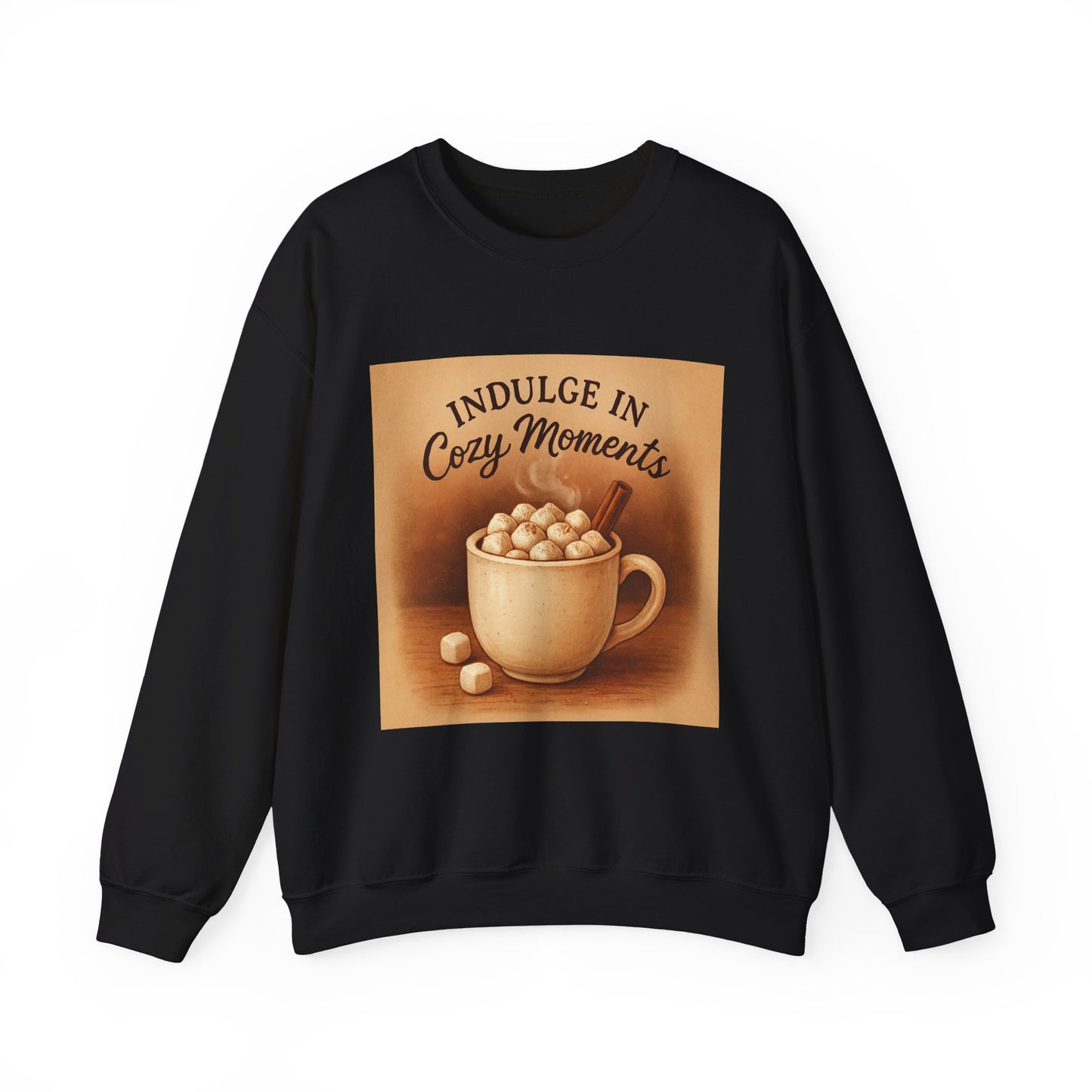 Cozy Moments Sweatshirt — "Indulge in Cozy Moments" Hot Cocoa Crewneck