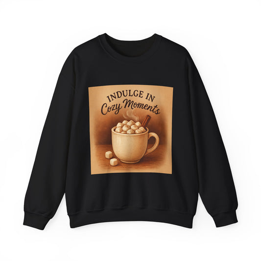Cozy Moments Sweatshirt — "Indulge in Cozy Moments" Hot Cocoa Crewneck