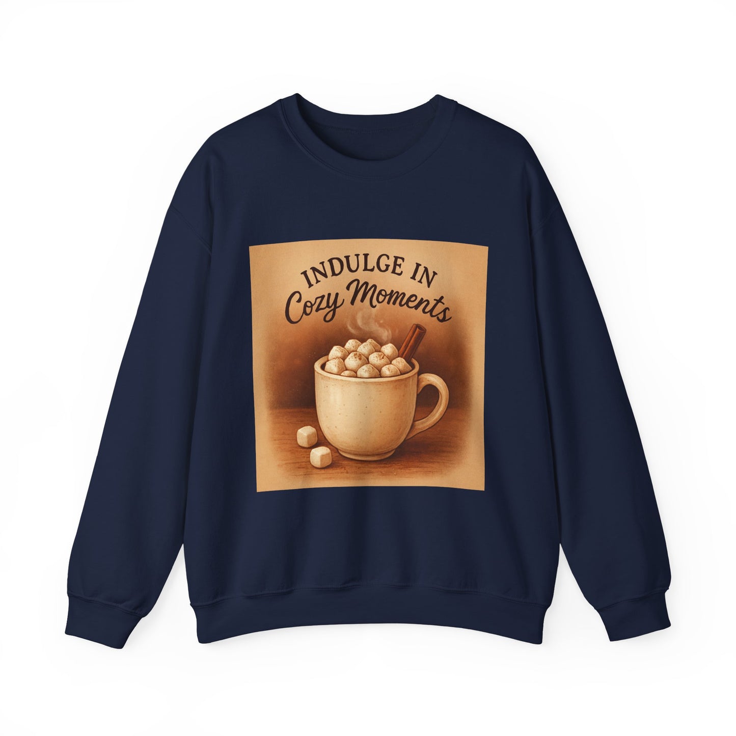 Cozy Moments Sweatshirt — "Indulge in Cozy Moments" Hot Cocoa Crewneck