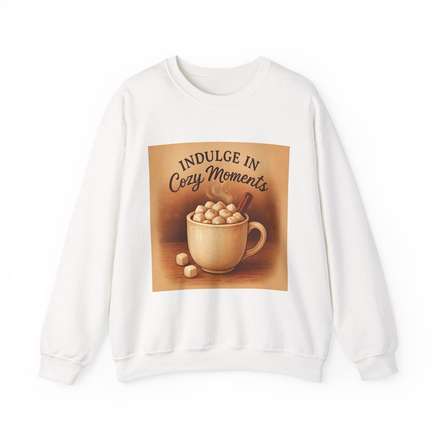 Cozy Moments Sweatshirt — "Indulge in Cozy Moments" Hot Cocoa Crewneck