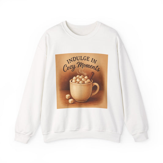 Cozy Moments Sweatshirt — "Indulge in Cozy Moments" Hot Cocoa Crewneck
